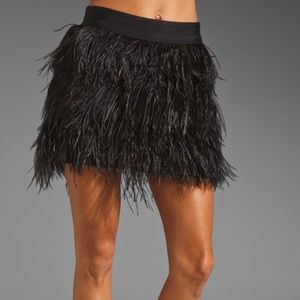 Milly Satin Silk Organza Ostrich Fringe Mini Skirt